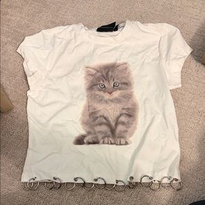 The Ragged Priest Cream Cat Tee with Ring Details